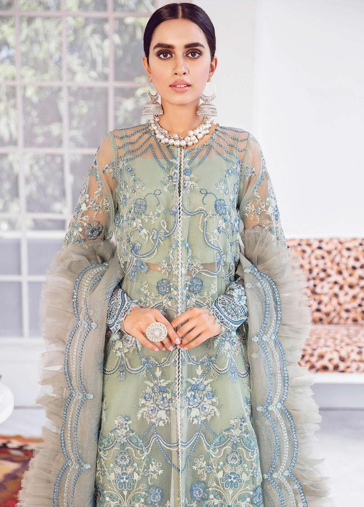 Afrozeh Embroidered Organza Suits Unstitched 3 Piece AF21LF 09-MINT MACARON - Summer Collection