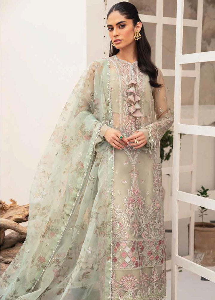 La Fuschsia By Afrozeh Embroidered Organza Suits Unstitched 3 Piece AF23LF 004 Mavi - Festive Collection