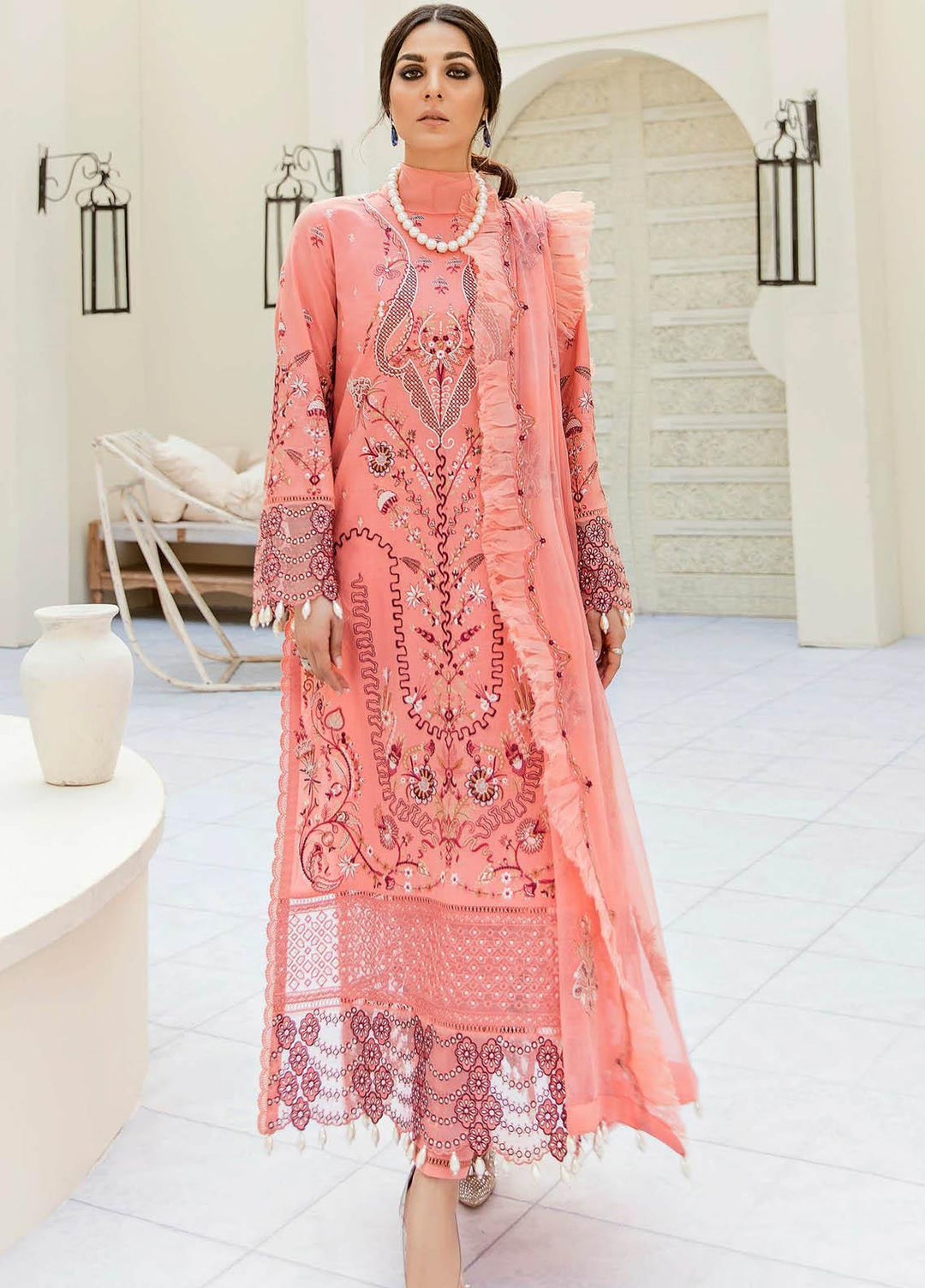 Afrozeh Embroidered Lawn Suits Unstitched 3 Piece AF21SS 08-CHERRY BLOSSOM - Summer Collection