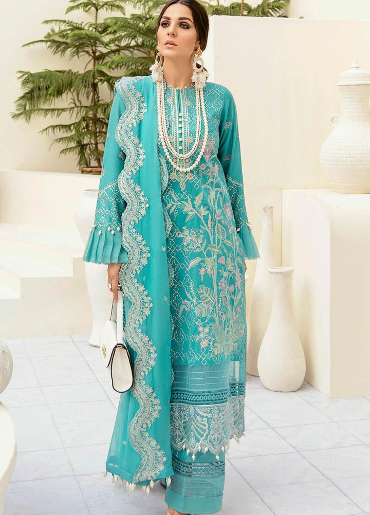Afrozeh Embroidered Lawn Suits Unstitched 3 Piece AF21SS 10-SOOTHING SKIES - Summer Collection