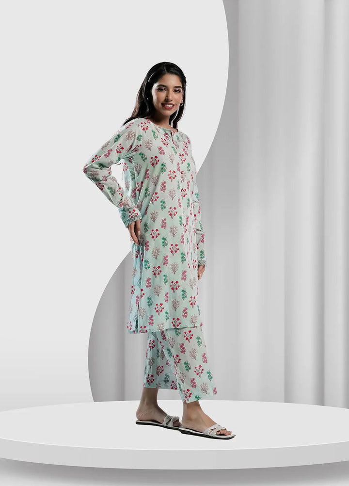 Ahlam by Safa Textiles Pret Cambric 2 Piece Suit Celeste