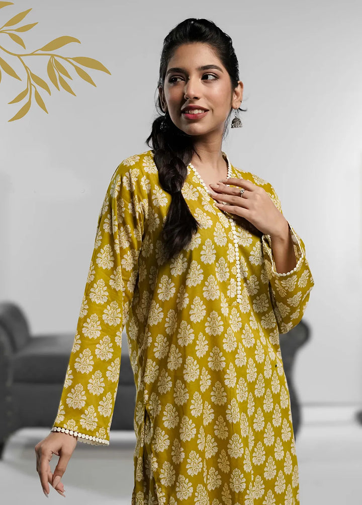 Ahlam by Safa Textiles Pret Cambric 2 Piece Suit Mustard