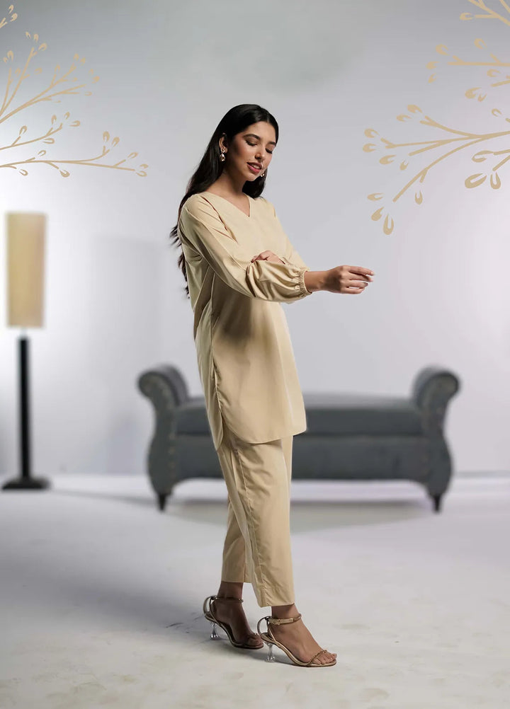 Ahlam by Safa Textiles Pret Wash n Wear 2 Piece Suit Beige Bliss