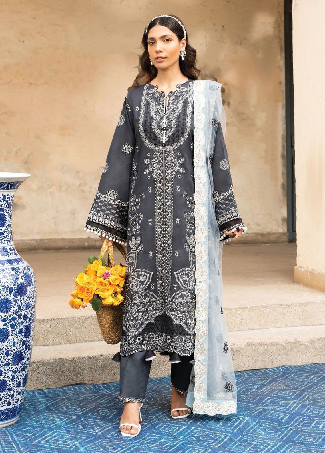 AIK Atelier Embroidered Net Suits Unstitched 3 Piece AIK22MT Look 01 - Luxury Collection