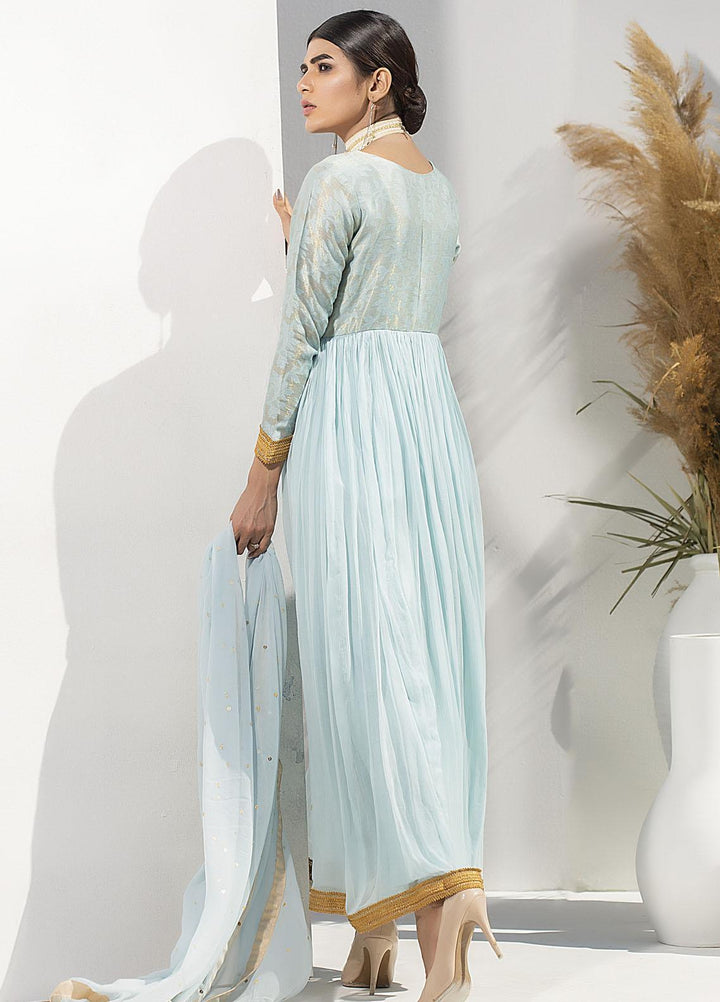 Aisha Fatema Luxury Pret Embroidered Chiffon 2 Piece Suit CELESTIAL BLUE LUXE