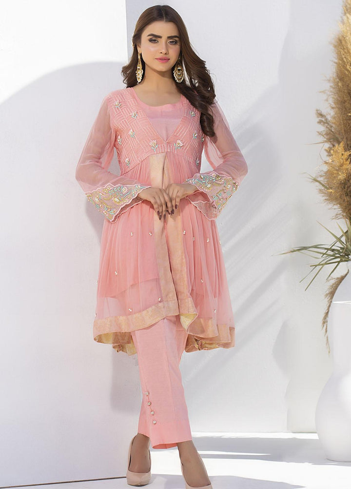 Aisha Fatema Luxury Pret Embroidered Organza 2 Piece Suit ROSE PINK