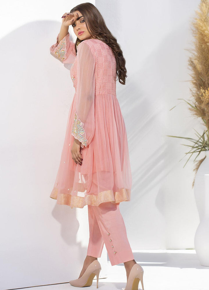 Aisha Fatema Luxury Pret Embroidered Organza 2 Piece Suit ROSE PINK