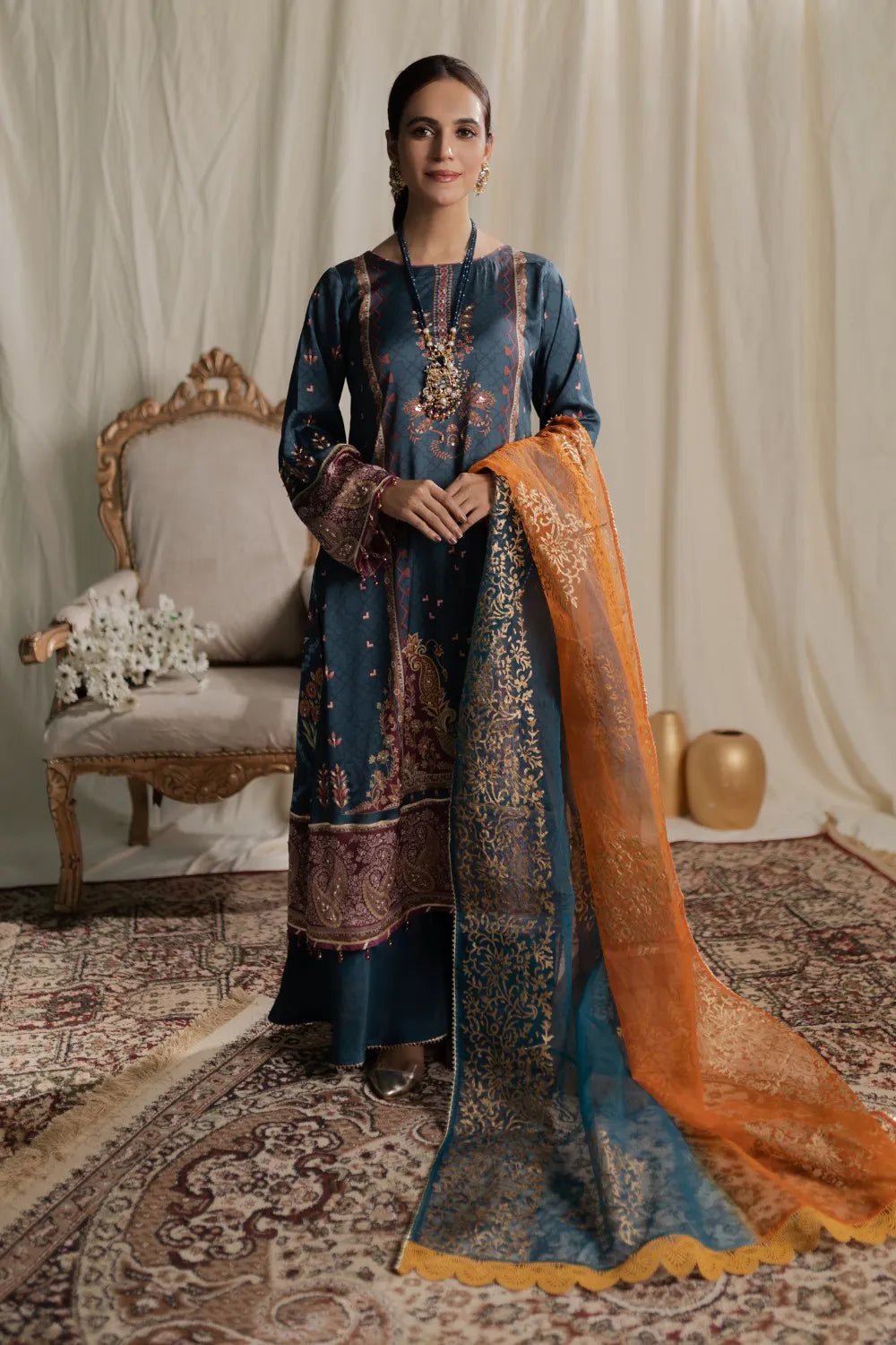 Aisha Fatema Luxury Pret Embroidered Raw Silk 2 Piece Suit FAWN ELEGANCE main image 0