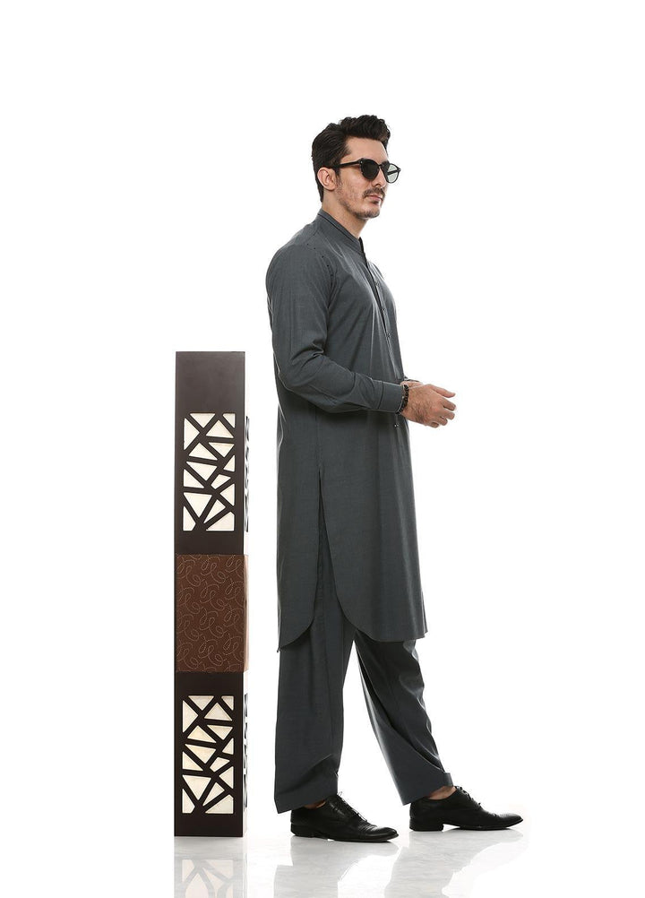 Aizaz Zafar Wash N Wear Formal Kameez Shalwar for Men -  D-685 D-Grey