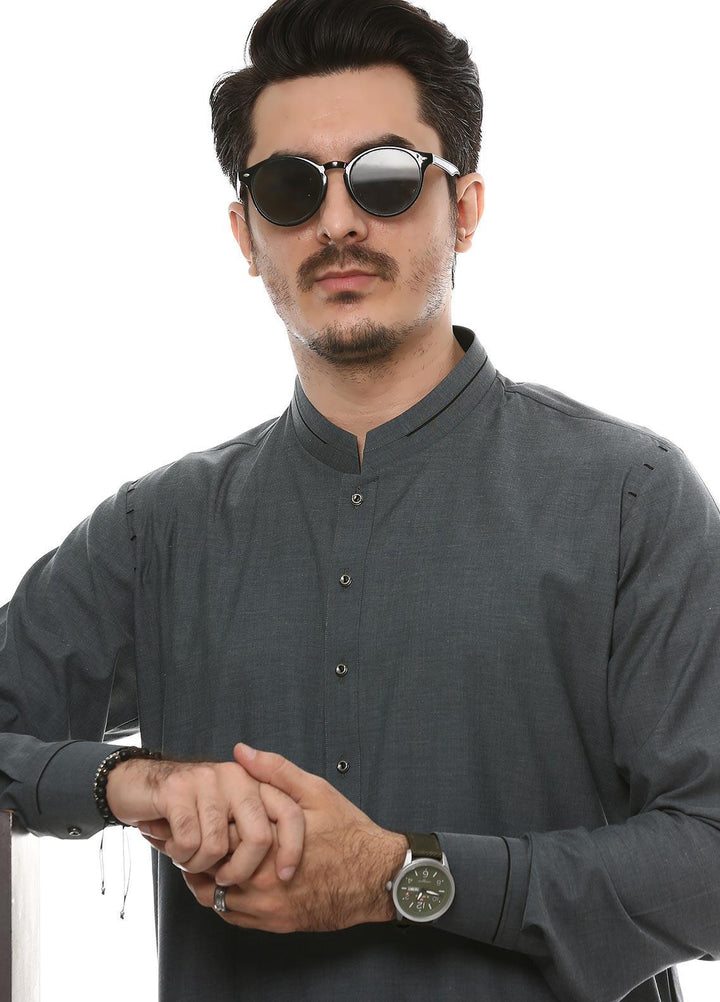 Aizaz Zafar Wash N Wear Formal Kameez Shalwar for Men -  D-685 D-Grey