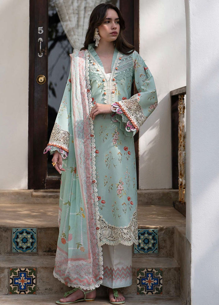 AJR Embroidered Lawn Suits Unstitched 3 Piece AJR25P PK-07 Aqua - Summer Collection
