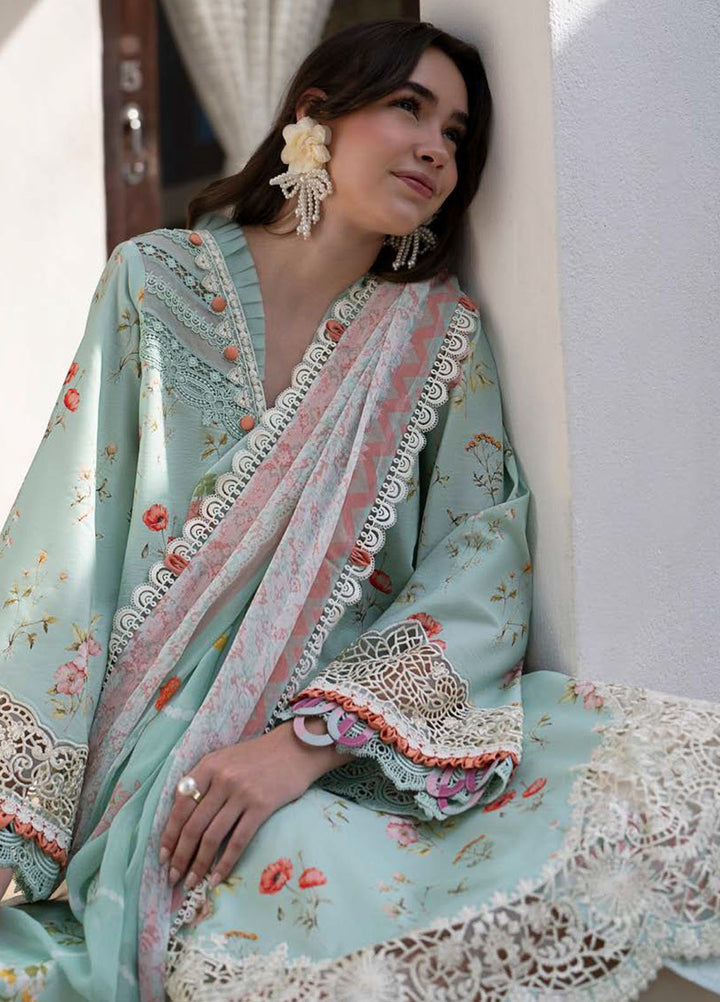 AJR Embroidered Lawn Suits Unstitched 3 Piece AJR25P PK-07 Aqua - Summer Collection