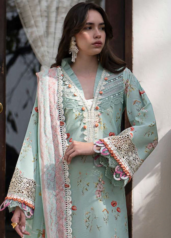 AJR Embroidered Lawn Suits Unstitched 3 Piece AJR25P PK-07 Aqua - Summer Collection