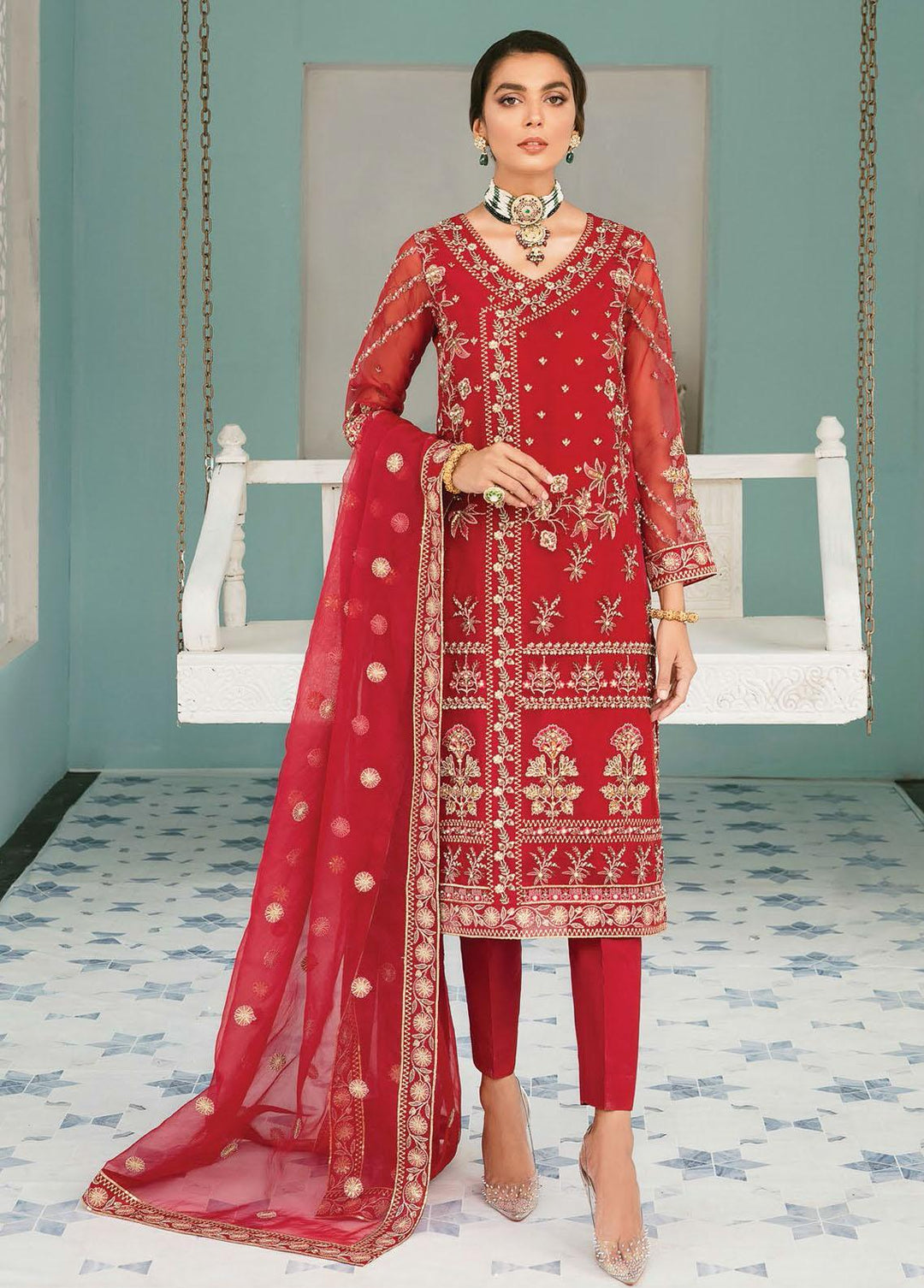 Elinor By Akbar Aslam Embroidered Organza Suits Unstitched 3 Piece AA22E AAWC-1435 Kayffir - Wedding Collection