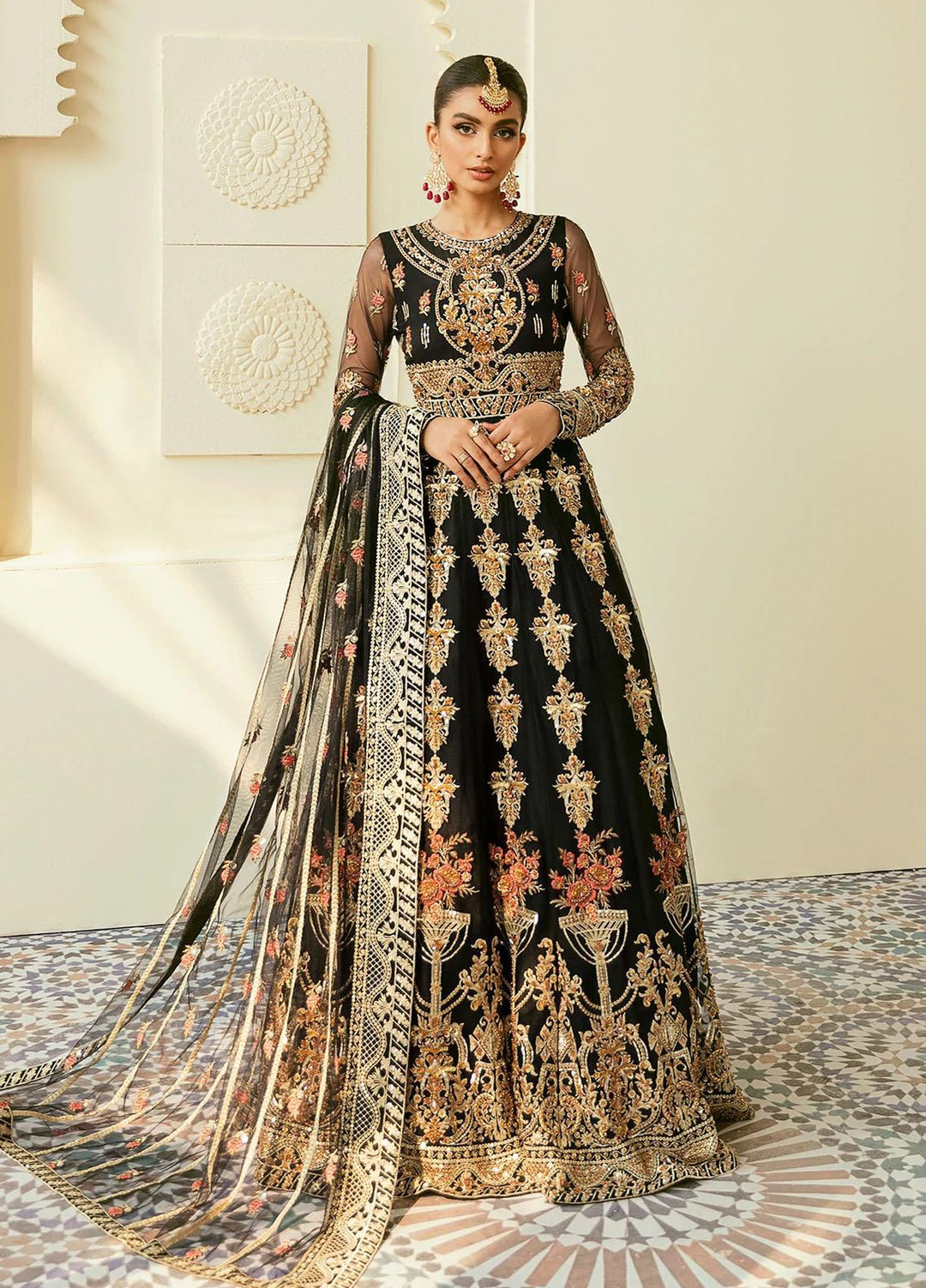 Akbar Aslam Embroidered Net Suits Unstitched 2 Piece AA22F MURELET - Luxury Formals Collection