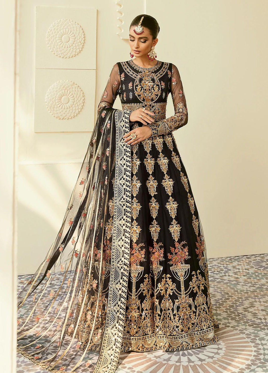 Akbar Aslam Embroidered Net Suits Unstitched 2 Piece AA22F MURELET - Luxury Formals Collection