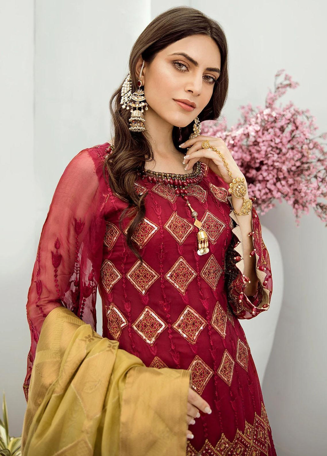 Akbar Aslam Embroidered Chiffon Suits Unstitched 3 Piece AA22F ARGYLE - Luxury Formals Collection