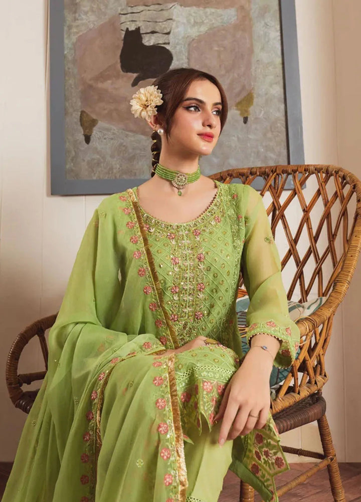 Al Harir Pret Embroidered Chiffon 3 Piece Suit Haani Angoori