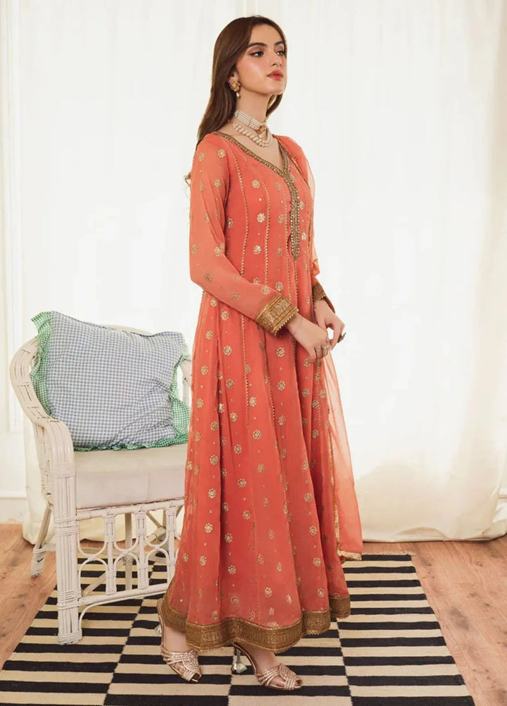 Al Harir Pret Embroidered Chiffon 3 Piece Suit Mehar Peach