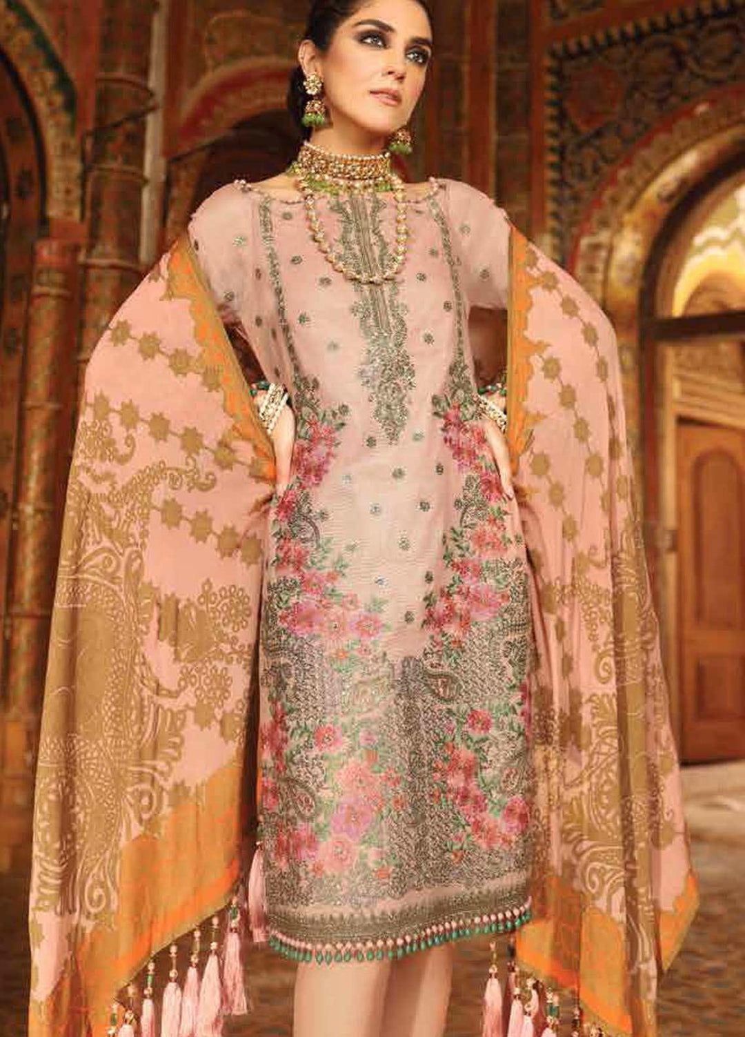Al Karam Embroidered Cotton Net Suits Unstitched 3 Piece AK21F FC-17F-21 - Summer Collection