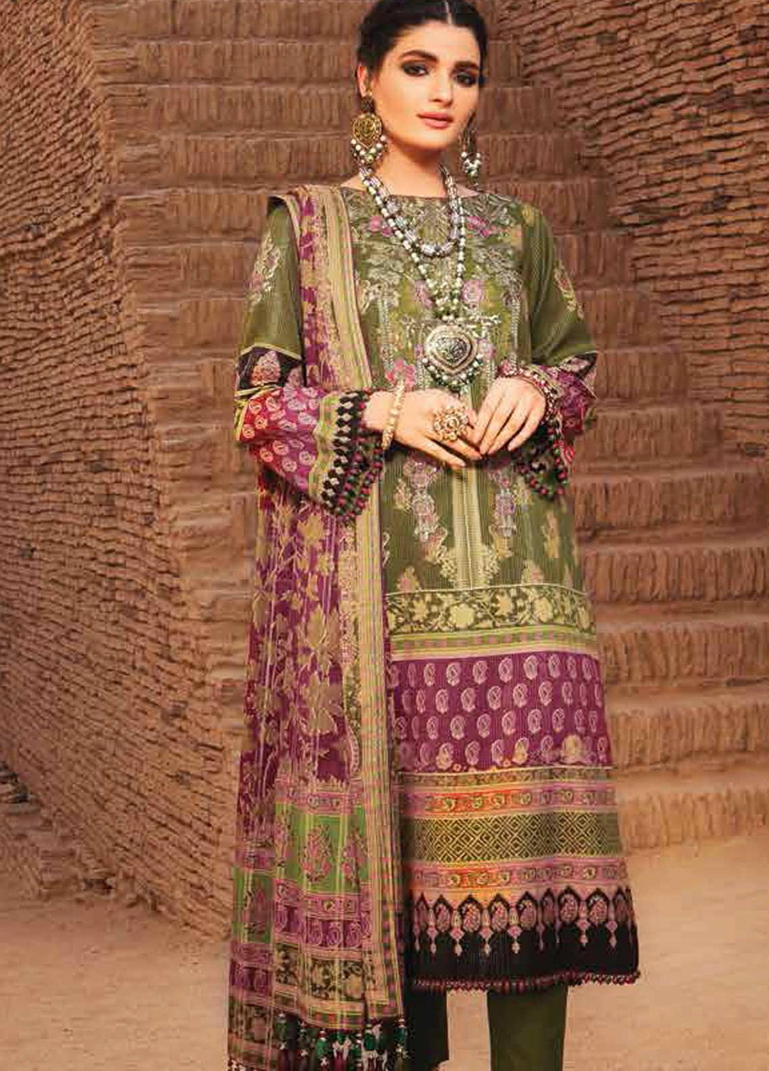 Al Karam Embroidered Cotton Suits Unstitched 2 Piece AK21F FC-27K-21 - Summer Collection