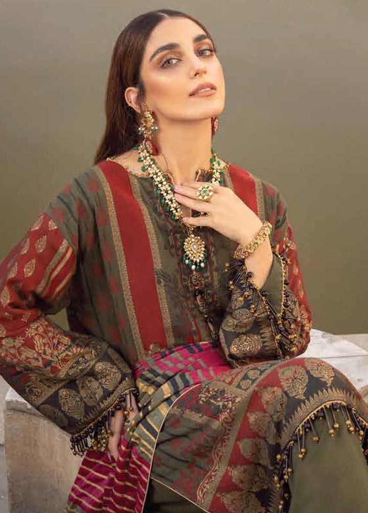 Al Karam Printed Jacquard Suits Unstitched 3 Piece AK21FW FC-W-07B-21-3 - Winter Collection