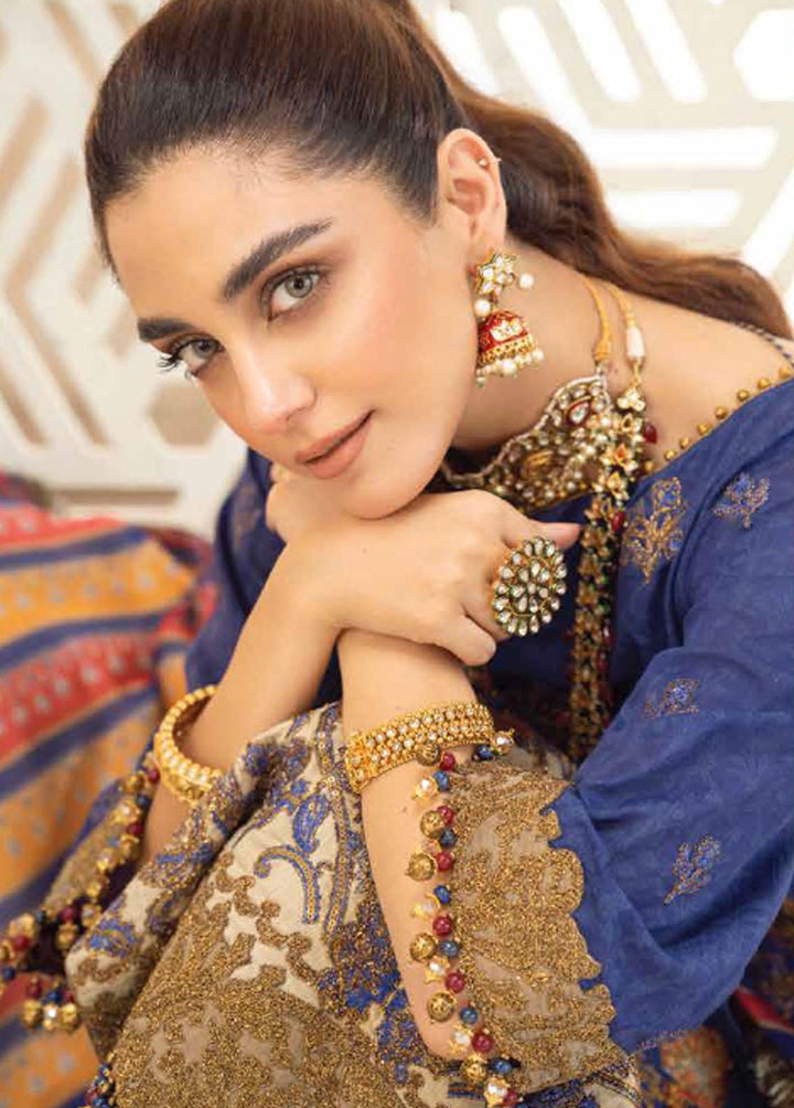 Al Karam Embroidered Slub Suits Unstitched 3 Piece AK21FW FC-W-11D-21-3-Blue - Winter Collection