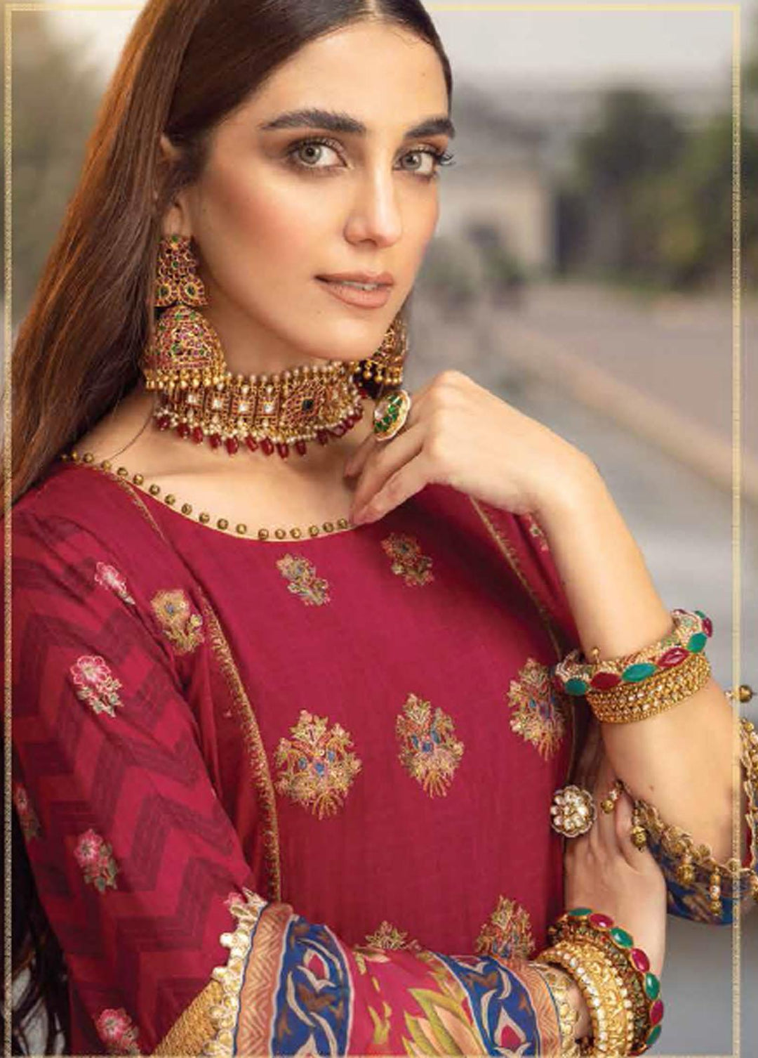 Al Karam Embroidered Slub Suits Unstitched 3 Piece AK21FW FC-W-13D-21-3-Red - Winter Collection