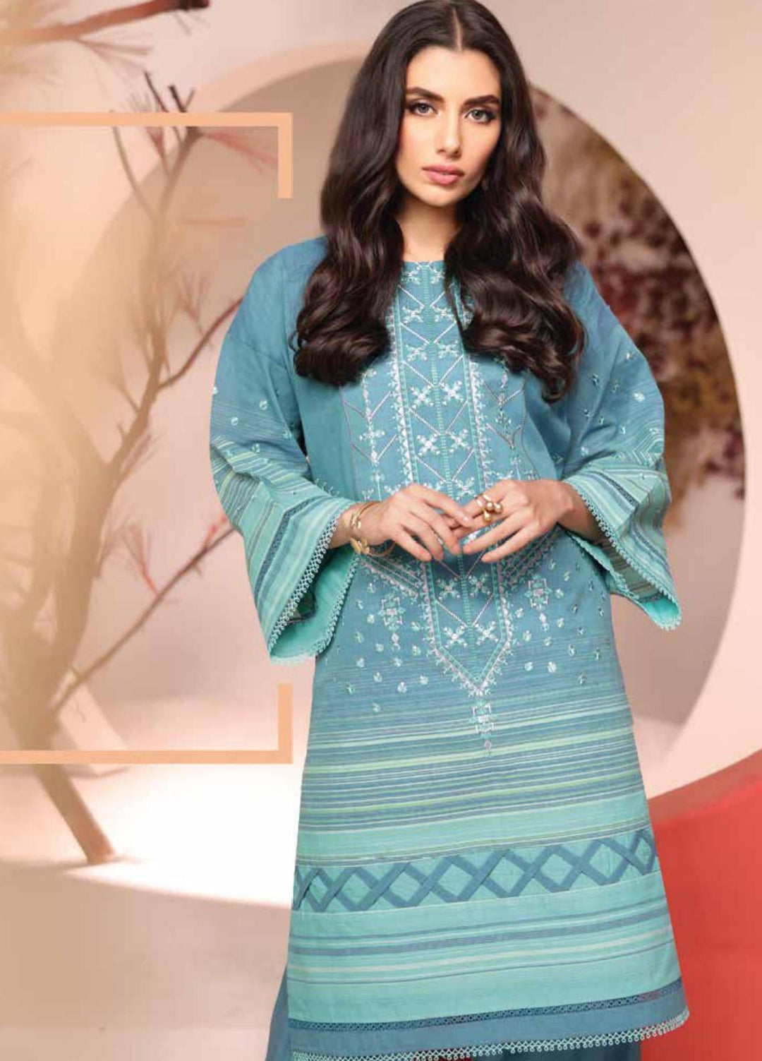 Al Karam Embroidered Yarn Unstitched Shirt AK21MS-MS-20.1-21-Blue - Summer Collection