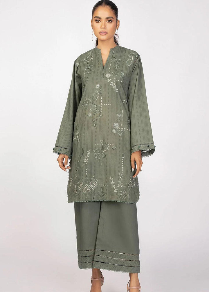 Al Karam Embroidered Dobby Suits Unstitched 2 Piece AK22-SS3 MS-36-22-Green - Winter Collection