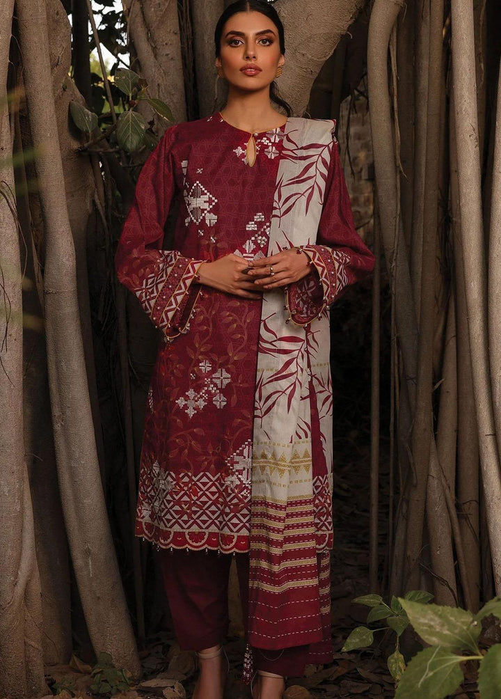 Al Karam Embroidered Lawn Suits Unstitched 3 Piece AK22-SS3 SS-7.1-22-3-Red - Spring/Summer Collection
