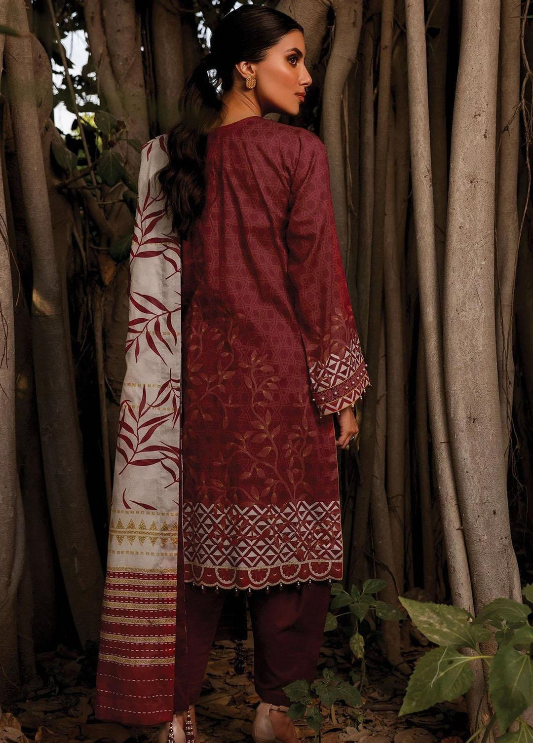 Al Karam Embroidered Lawn Suits Unstitched 3 Piece AK22-SS3 SS-7.1-22-3-Red - Spring/Summer Collection
