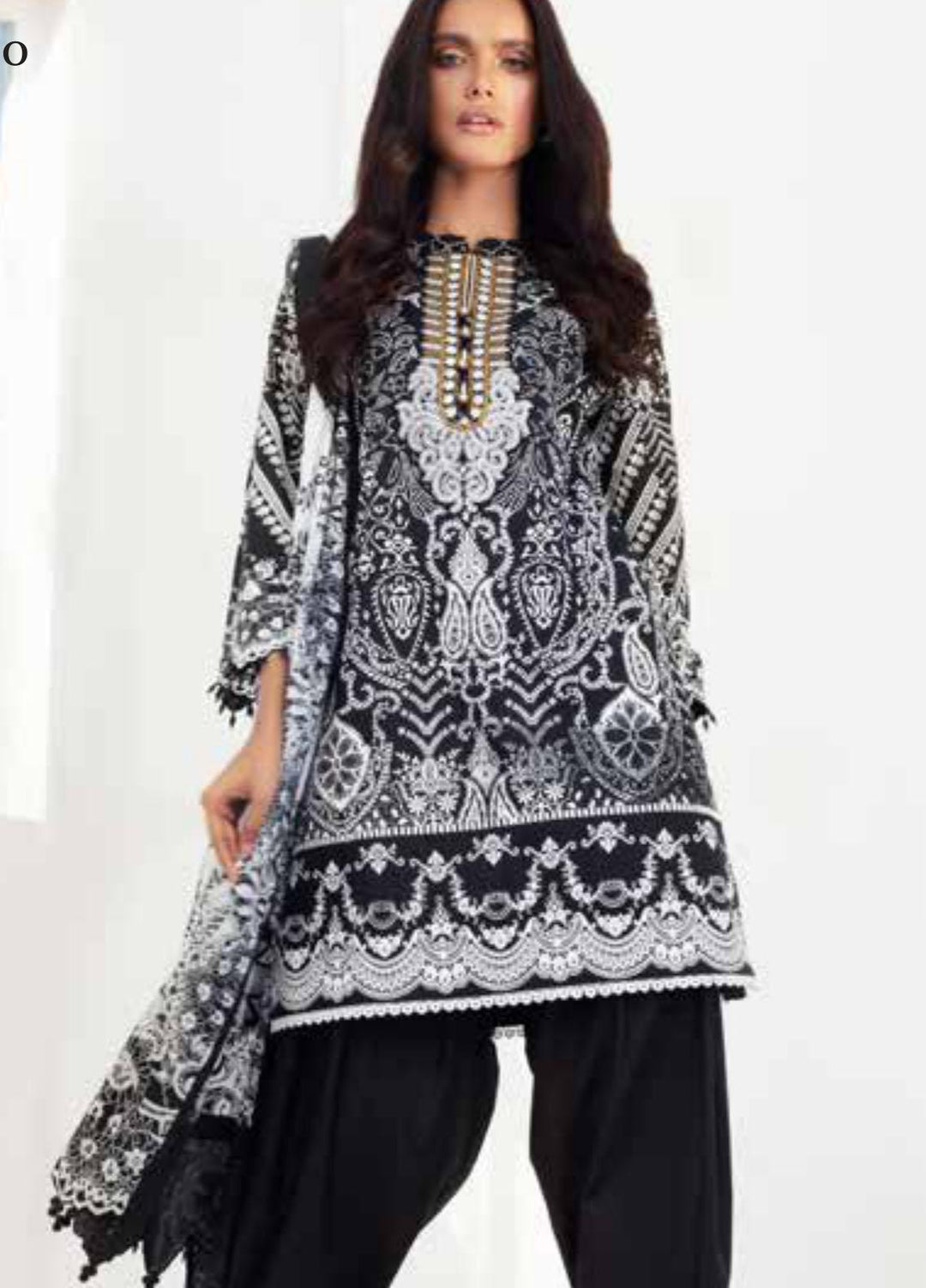 Al Karam Printed Lawn Suits Unstitched 3 Piece AK21S-2 SS-1.1-21-2-Black - Summer Collection