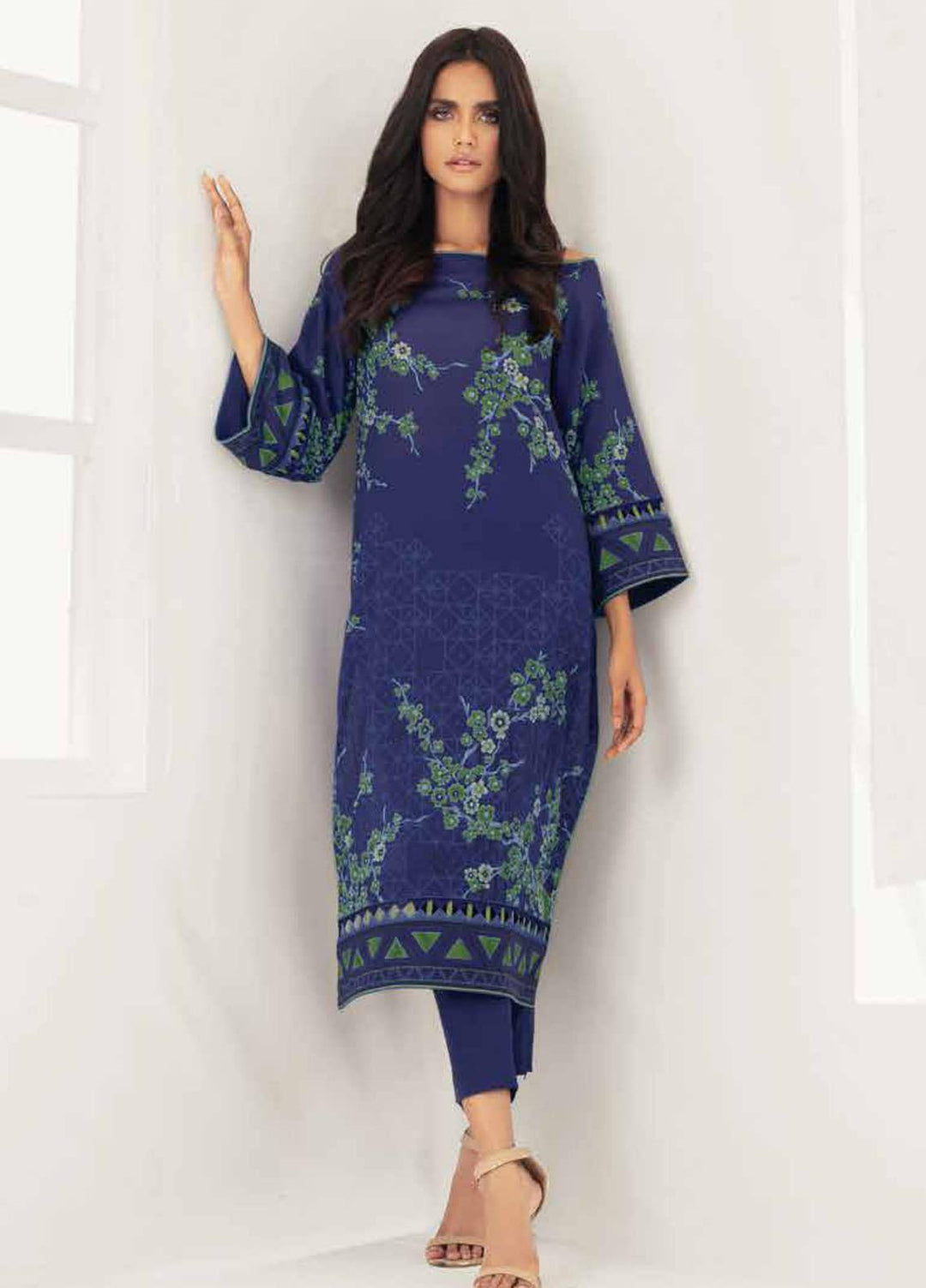 Al Karam Printed Lawn Suits Unstitched 3 Piece AK21S-2 SS-15.1-21-2-Blue - Summer Collection