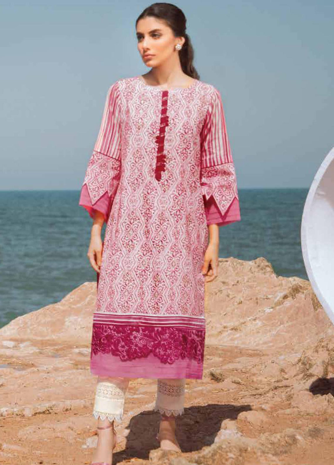 Al Karam Printed Lawn Suits Unstitched 2 Piece AK21S-2 SS-18.1-21-2-Pink - Summer Collection