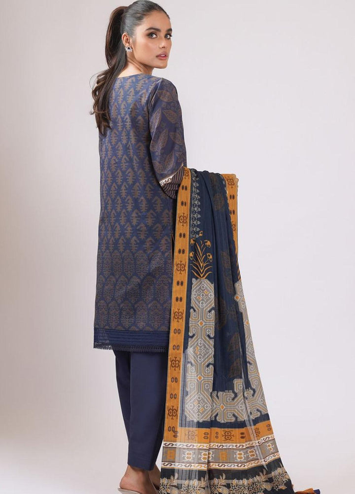 Al Karam Embroidered Lawn Suits Unstitched 3 Piece AK22S SS-01-22 Navy Blue - Summer Collection