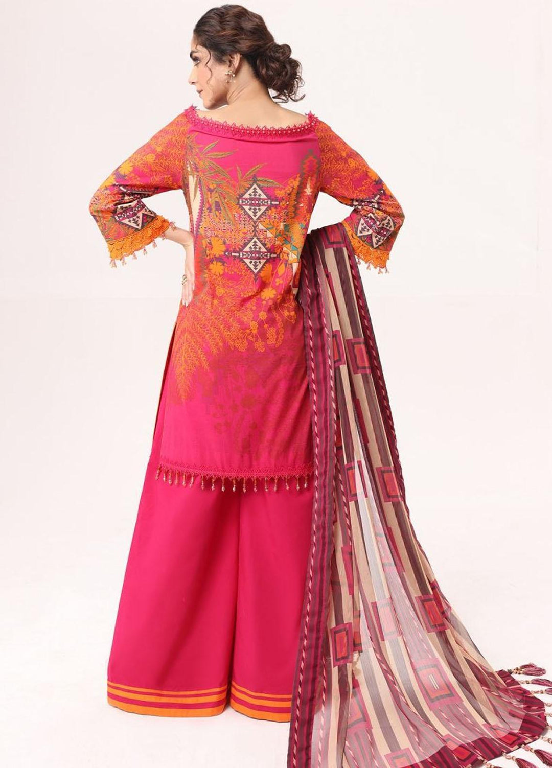 Al Karam Printed Lawn Suits Unstitched 3 Piece AK22S SS-03-22 Pink - Summer Collection