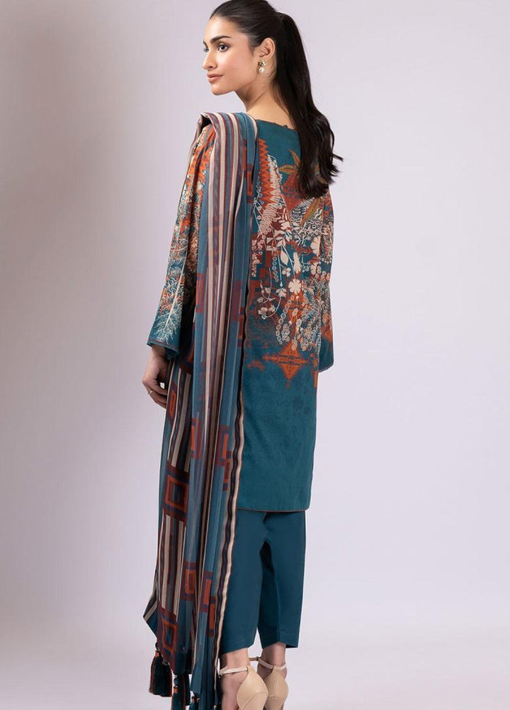 Al Karam Printed Lawn Suits Unstitched 3 Piece AK22S SS-03-22 Teal - Summer Collection