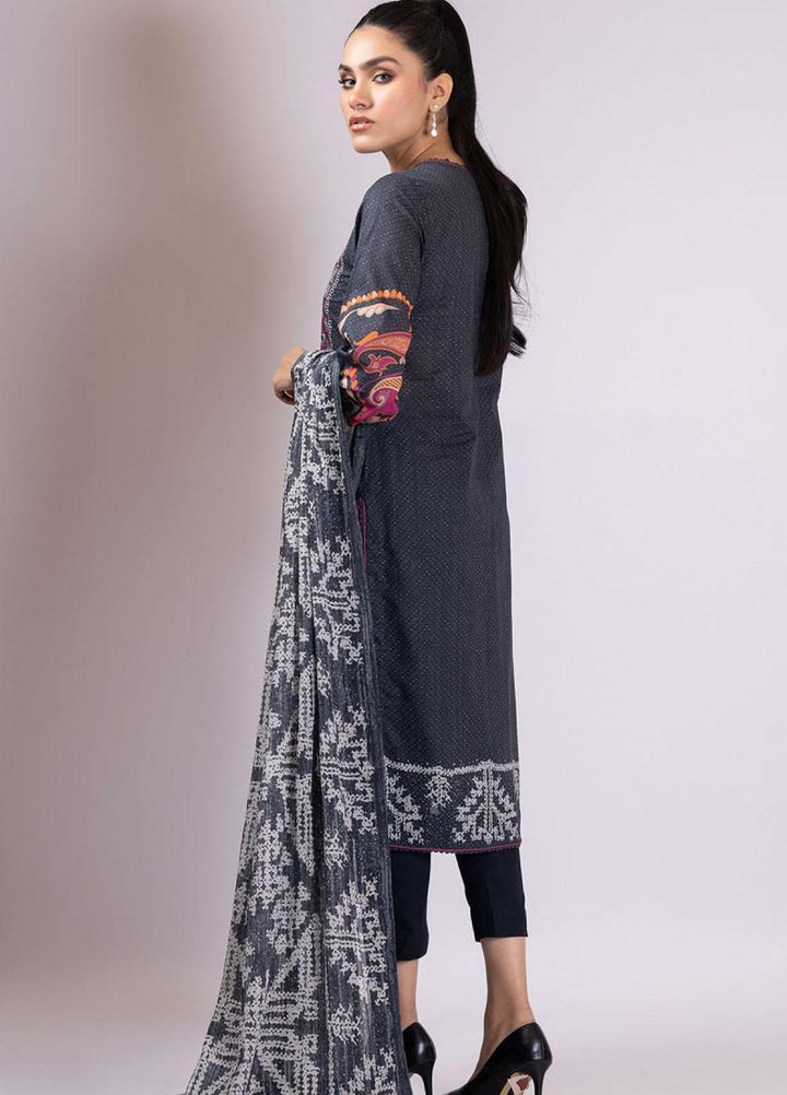 Al Karam Embroidered Lawn Suits Unstitched 3 Piece AK22S SS-05-22 Charcoal - Summer Collection