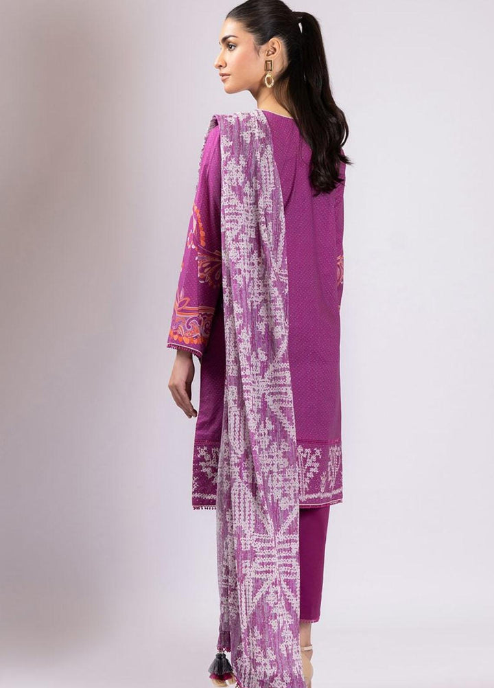 Al Karam Embroidered Lawn Suits Unstitched 3 Piece AK22S SS-05-22 Magenta - Summer Collection