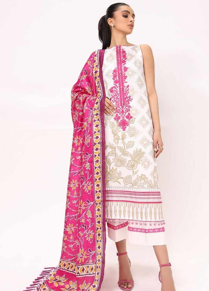 Al Karam Embroidered Lawn Suits Unstitched 3 Piece AK22S SS-06-22 Beige - Summer Collection