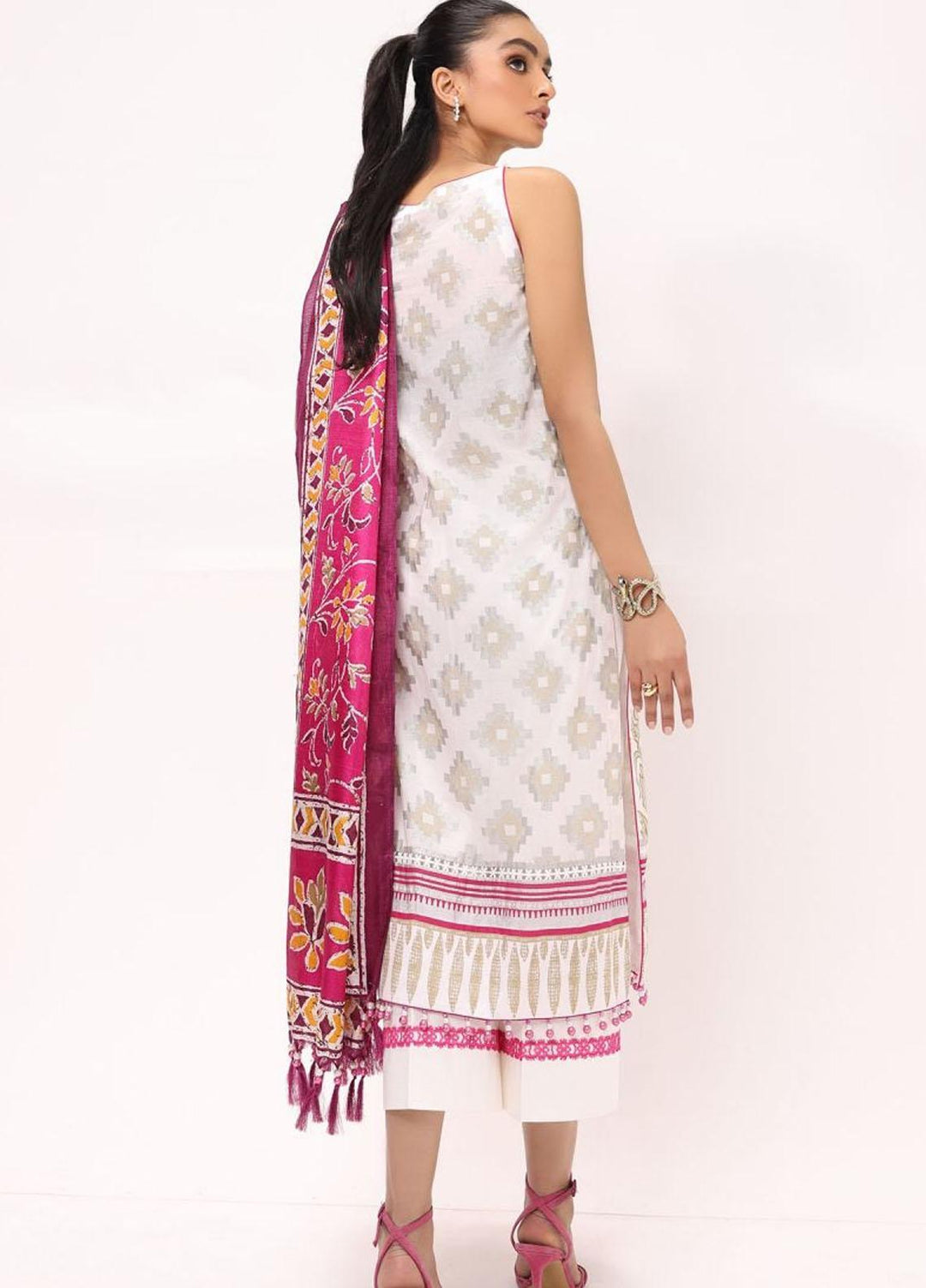 Al Karam Embroidered Lawn Suits Unstitched 3 Piece AK22S SS-06-22 Beige - Summer Collection