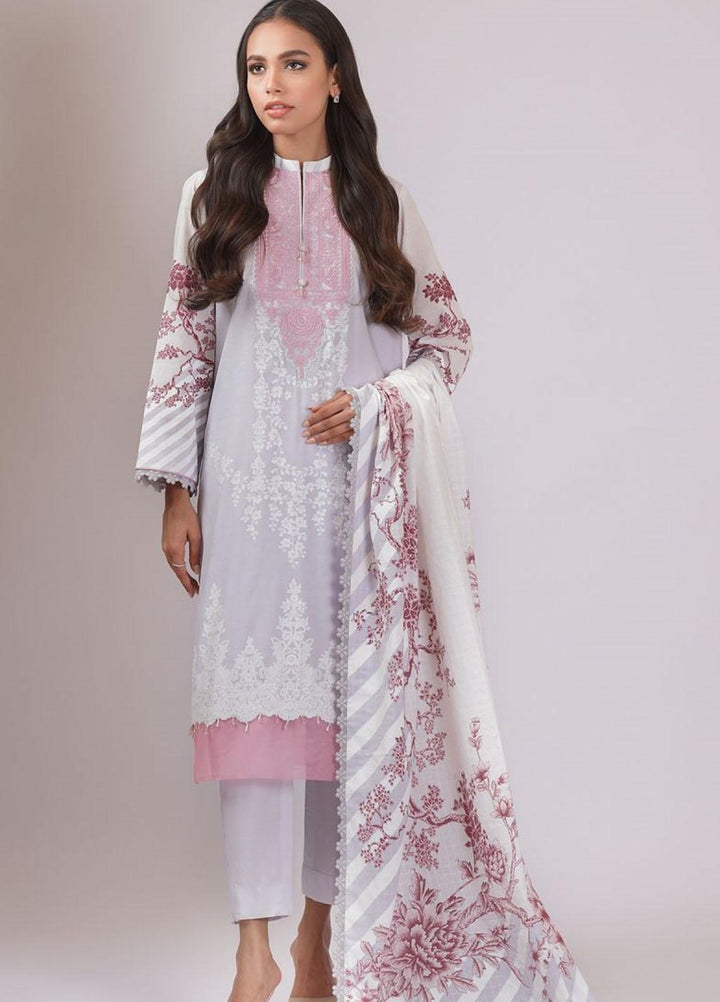 Al Karam Embroidered Lawn Suits Unstitched 3 Piece AK22S SS-1.1-22 White - Summer Collection