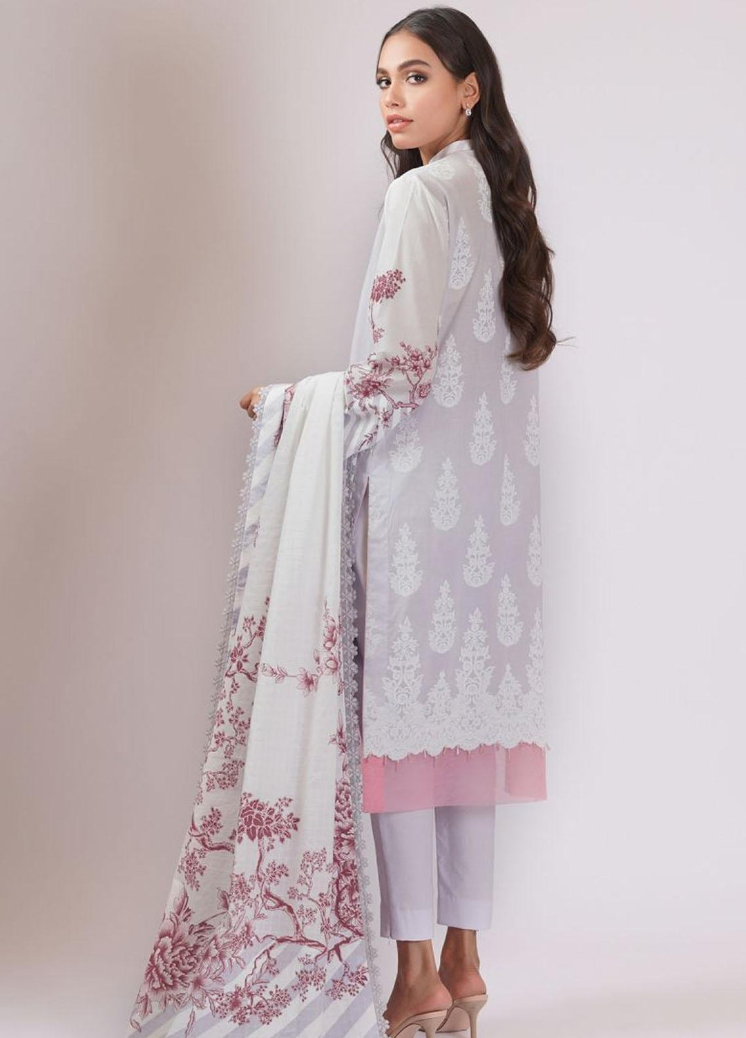 Al Karam Embroidered Lawn Suits Unstitched 3 Piece AK22S SS-1.1-22 White - Summer Collection