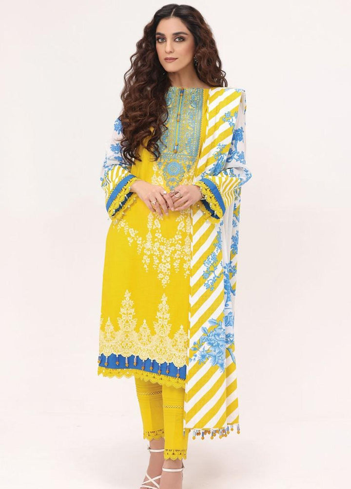 Al Karam Embroidered Lawn Suits Unstitched 3 Piece AK22S SS-1.1-22 Yellow - Summer Collection