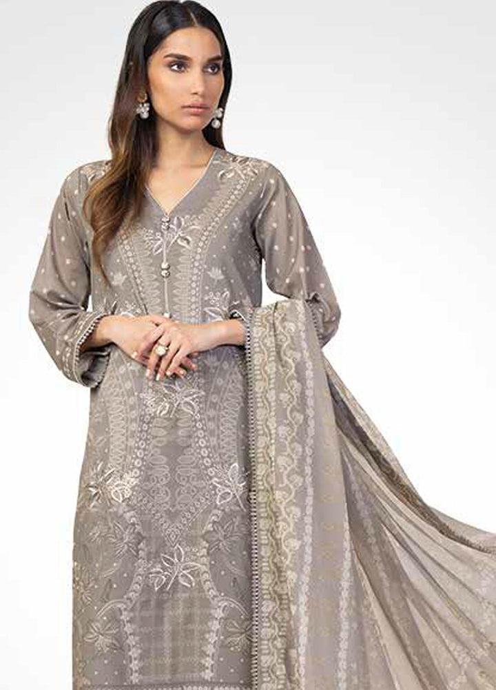 Al Karam Embroidered Lawn Suits Unstitched 3 Piece AK22S SS-10.1-22 Grey - Summer Collection