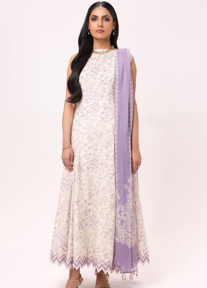 Al Karam Printed Lawn Suits Unstitched 3 Piece AK22S SS-11.1-22 Purple - Summer Collection