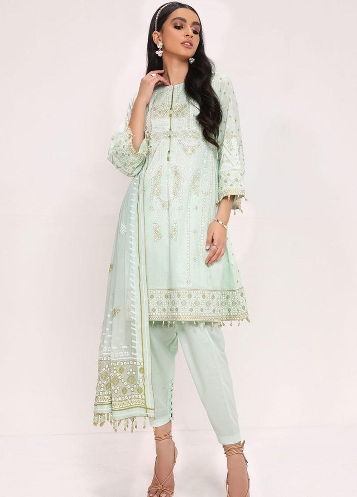 Al Karam Printed Lawn Suits Unstitched 3 Piece AK22S SS-13.1-22 Mint - Summer Collection