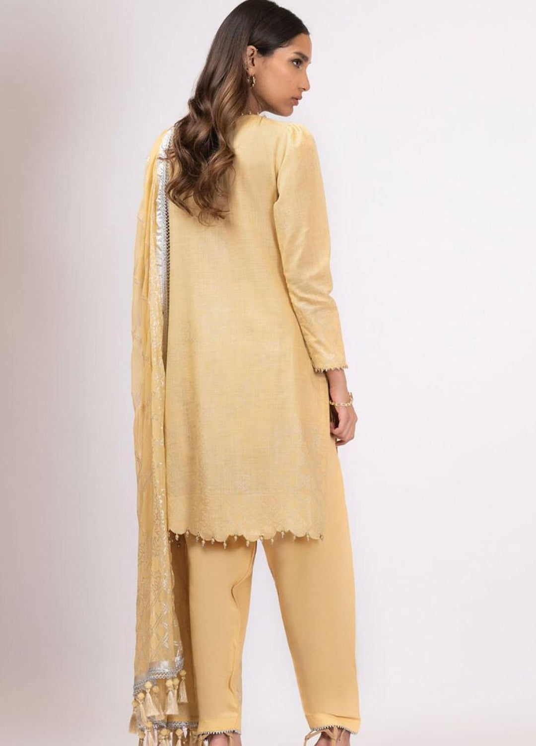 Al Karam Printed Lawn Suits Unstitched 3 Piece AK22S SS-14.1-22 Yellow - Summer Collection