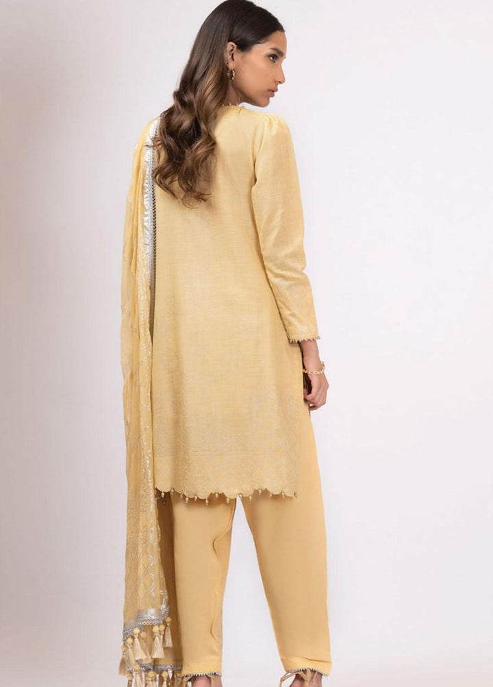 Al Karam Printed Lawn Suits Unstitched 3 Piece AK22S SS-14.1-22 Yellow - Summer Collection